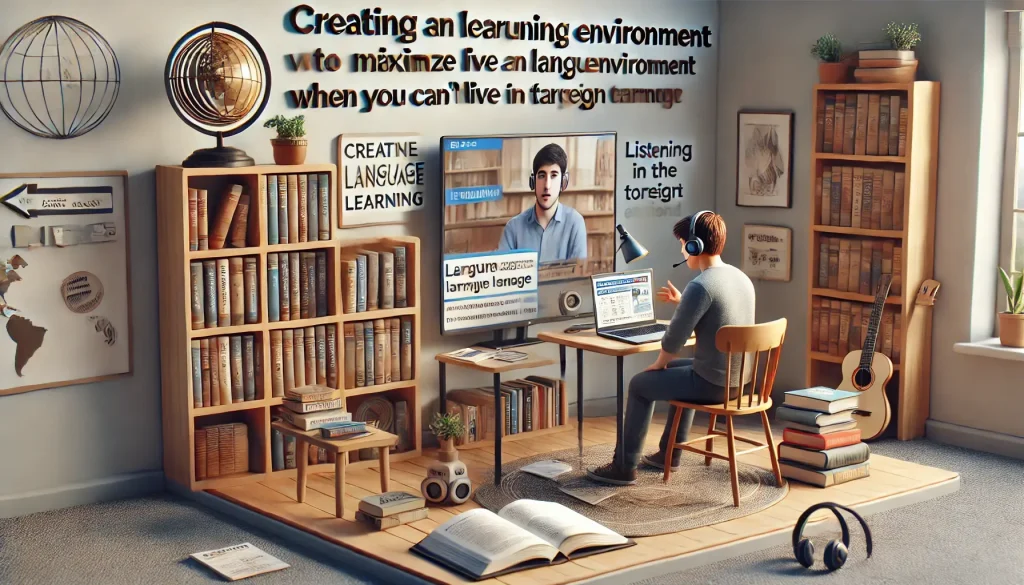 DALL·E 2025 02 25 23.03.51 A high resolution realistic image illustrating the concept of creating a learning environment to maximize language learning. The scene should show a 1
