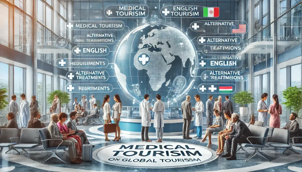 DALL·E 2025 03 02 22.59.45 A visual representation of medical tourism as a significant sector in the global tourism industry. The image should depict an international hospital l 1 1