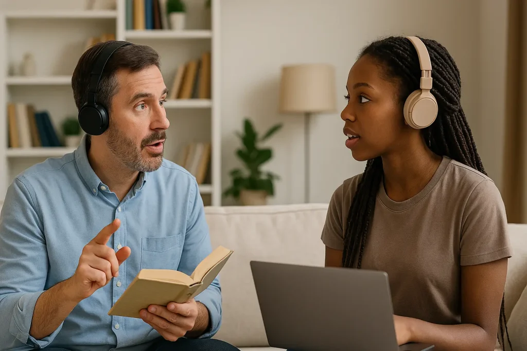 تأثیر تمرین سایه‌ زنی در مکالمه انگلیسی