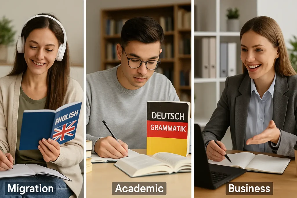 تفاوت یادگیری زبان برای مهاجرت ، تحصیل یا کسب‌ و کار