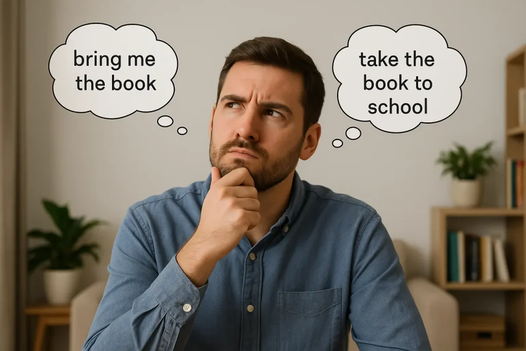 فرق بین bring و take در آموزش زبان انگلیسی